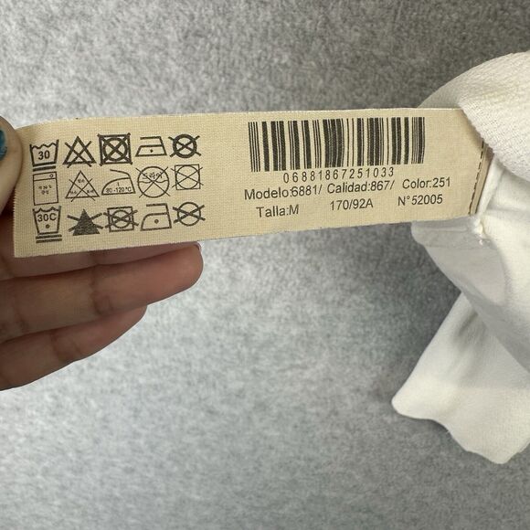 Massimo Dutti Top Medium White Womens Blend Long Sleeve V-neck Casual‎ Pintuck - Picture 10 of 12